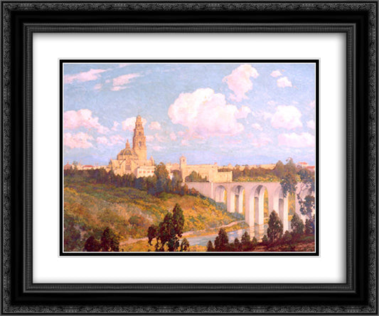 California Tower 24x20 Black Ornate Wood Framed Art Print Poster with Double Matting by Braun, Maurice