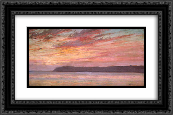 Point Loma Sunset 24x16 Black Ornate Wood Framed Art Print Poster with Double Matting by Braun, Maurice
