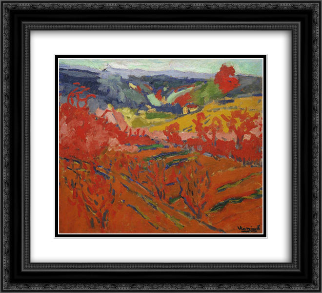Autumn Landscape 22x20 Black Ornate Wood Framed Art Print Poster with Double Matting by Vlaminck, Maurice