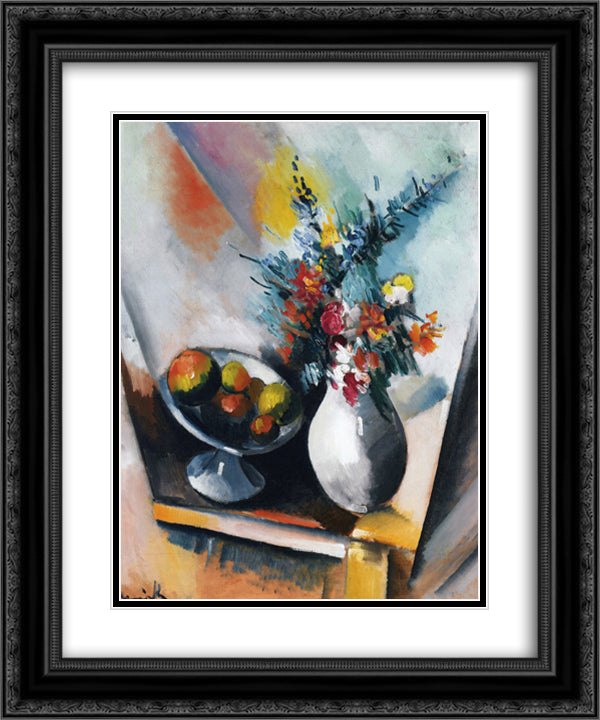 Fruit and Flowers 20x24 Black Ornate Wood Framed Art Print Poster with Double Matting by Vlaminck, Maurice