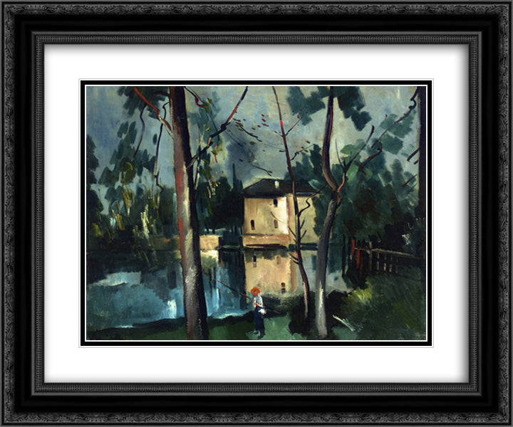 Landscape of La Creuse 24x20 Black Ornate Wood Framed Art Print Poster with Double Matting by Vlaminck, Maurice