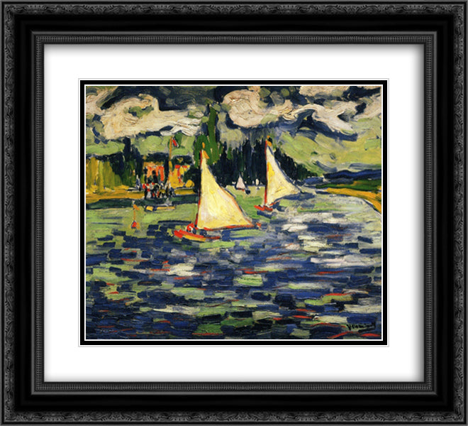 Sailboats at Chatou 22x20 Black Ornate Wood Framed Art Print Poster with Double Matting by Vlaminck, Maurice
