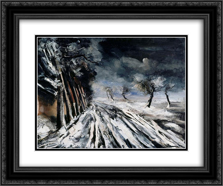 Snowstorm 24x20 Black Ornate Wood Framed Art Print Poster with Double Matting by Vlaminck, Maurice