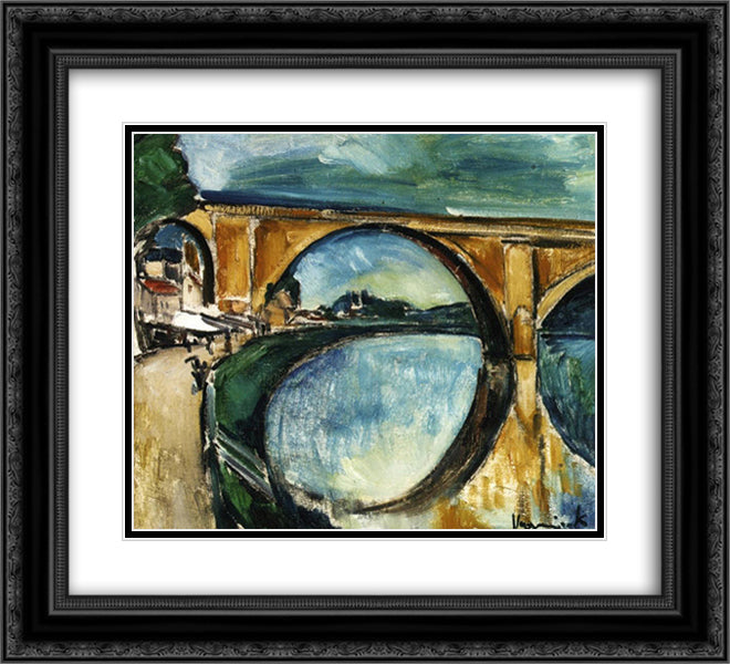 The Aqueduct at Nogent sur Marne 22x20 Black Ornate Wood Framed Art Print Poster with Double Matting by Vlaminck, Maurice