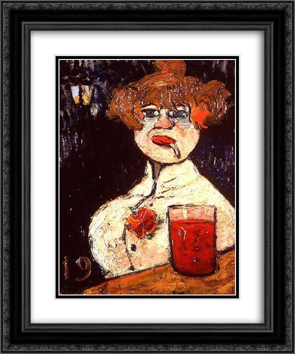 The Bar Counter 20x24 Black Ornate Wood Framed Art Print Poster with Double Matting by Vlaminck, Maurice