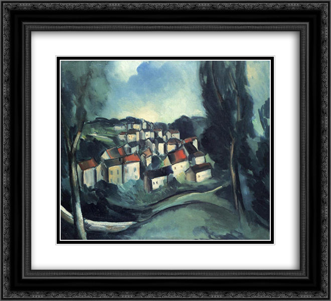 The Beautiful Village 22x20 Black Ornate Wood Framed Art Print Poster with Double Matting by Vlaminck, Maurice