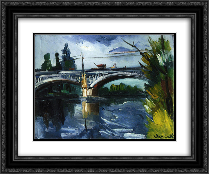 The Bridge 24x20 Black Ornate Wood Framed Art Print Poster with Double Matting by Vlaminck, Maurice