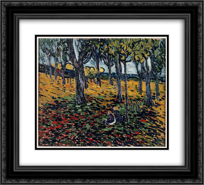 The Chestnut Grove at Chatou 22x20 Black Ornate Wood Framed Art Print Poster with Double Matting by Vlaminck, Maurice