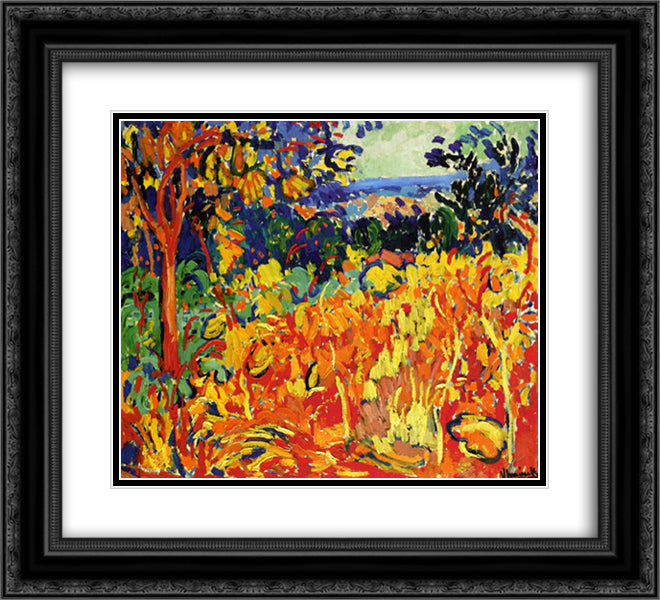 The Orchard 22x20 Black Ornate Wood Framed Art Print Poster with Double Matting by Vlaminck, Maurice