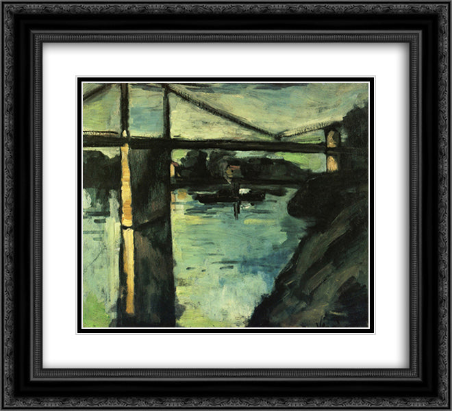 The Pont de Chatou 22x20 Black Ornate Wood Framed Art Print Poster with Double Matting by Vlaminck, Maurice