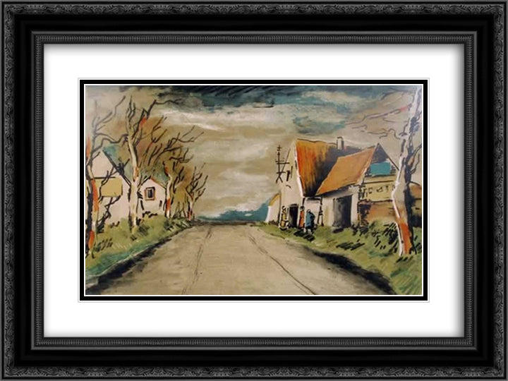 The Road 24x18 Black Ornate Wood Framed Art Print Poster with Double Matting by Vlaminck, Maurice