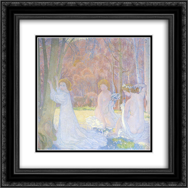 Figures In A Spring Landscape 20x20 Black Ornate Wood Framed Art Print Poster with Double Matting by Denis, Maurice