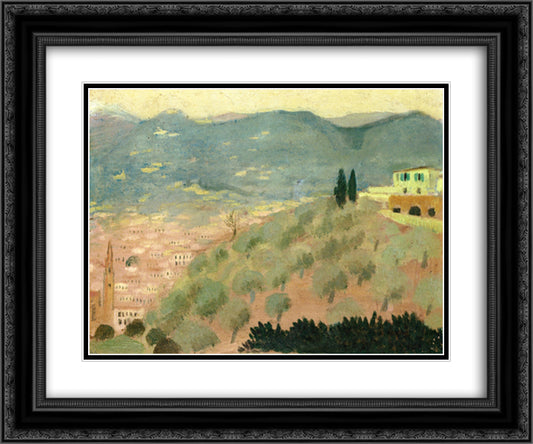 Forentice Landscape, Viale dei Colli 24x20 Black Ornate Wood Framed Art Print Poster with Double Matting by Denis, Maurice