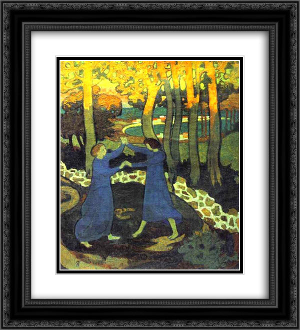 Jacob's Battle with the Angel 20x22 Black Ornate Wood Framed Art Print Poster with Double Matting by Denis, Maurice