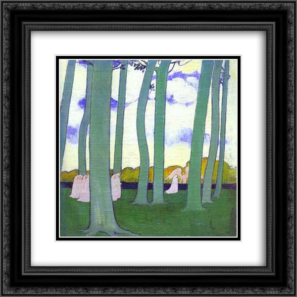 Landscape with Green Trees or Beech Trees in Kerduel 20x20 Black Ornate Wood Framed Art Print Poster with Double Matting by Denis, Maurice