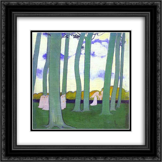 Landscape with Green Trees or Beech Trees in Kerduel 20x20 Black Ornate Wood Framed Art Print Poster with Double Matting by Denis, Maurice