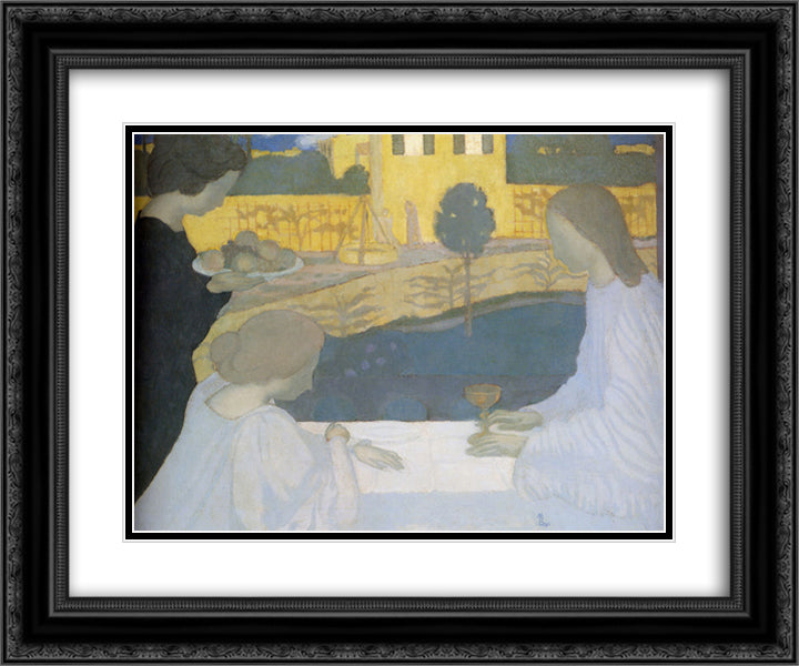 Martha And Mary 24x20 Black Ornate Wood Framed Art Print Poster with Double Matting by Denis, Maurice