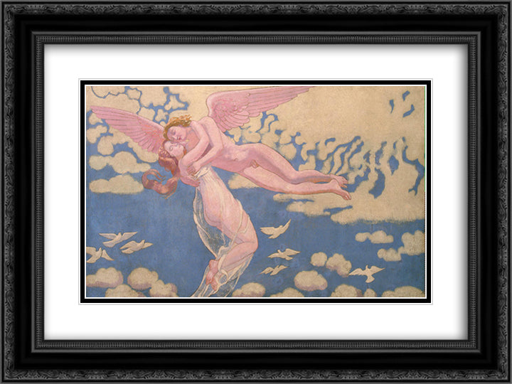 Panel 7. Cupid Carrying Psyche Up to Heaven 24x18 Black Ornate Wood Framed Art Print Poster with Double Matting by Denis, Maurice