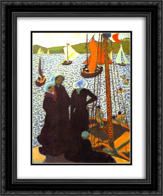 Regata at Perros 20x24 Black Ornate Wood Framed Art Print Poster with Double Matting by Denis, Maurice