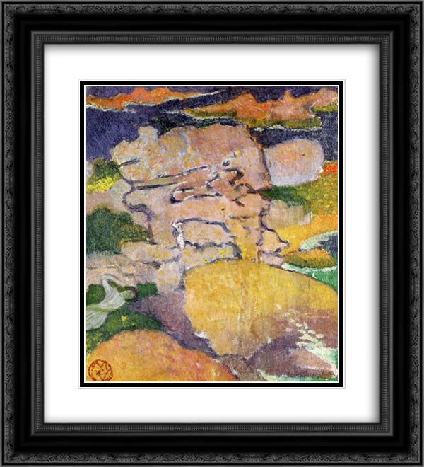 Rocks at Pouldu 20x22 Black Ornate Wood Framed Art Print Poster with Double Matting by Denis, Maurice