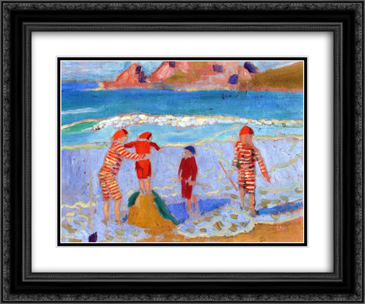 Sand Castle 24x20 Black Ornate Wood Framed Art Print Poster with Double Matting by Denis, Maurice