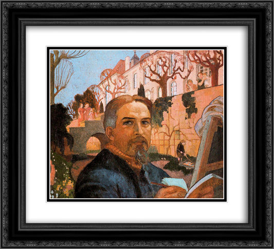 Self-Portrait with his Family in Front of Their House 22x20 Black Ornate Wood Framed Art Print Poster with Double Matting by Denis, Maurice