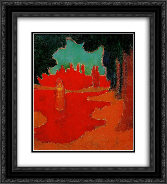 Spots of Sunlight on the Terrace 20x22 Black Ornate Wood Framed Art Print Poster with Double Matting by Denis, Maurice