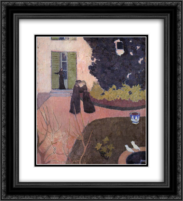 The Meeting 20x22 Black Ornate Wood Framed Art Print Poster with Double Matting by Denis, Maurice