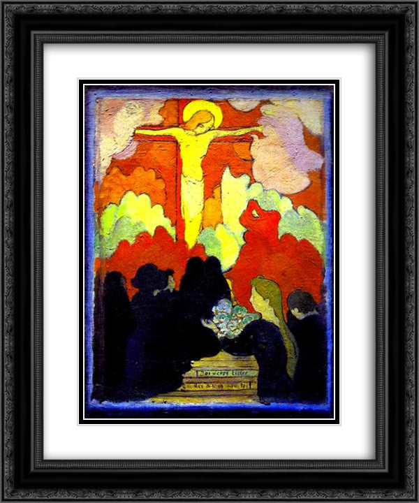 The Offertory at Calvary 20x24 Black Ornate Wood Framed Art Print Poster with Double Matting by Denis, Maurice