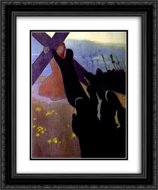 The Road to Calvary 20x24 Black Ornate Wood Framed Art Print Poster with Double Matting by Denis, Maurice