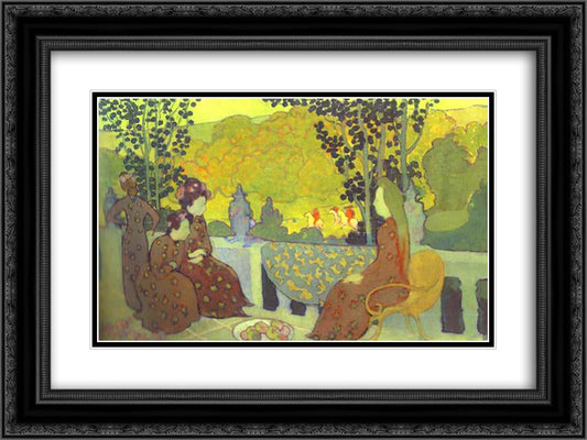 The Seasons Series. September 24x18 Black Ornate Wood Framed Art Print Poster with Double Matting by Denis, Maurice