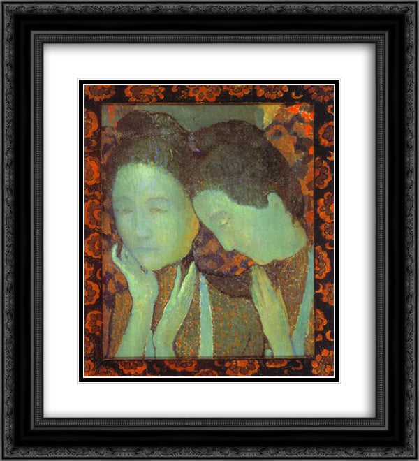The Two Sisters 20x22 Black Ornate Wood Framed Art Print Poster with Double Matting by Denis, Maurice