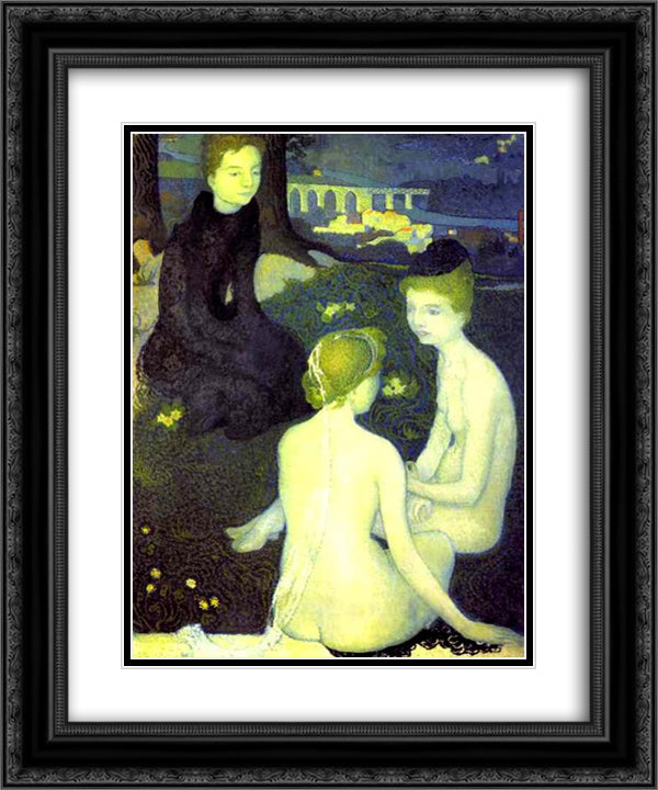Trinity evening 20x24 Black Ornate Wood Framed Art Print Poster with Double Matting by Denis, Maurice
