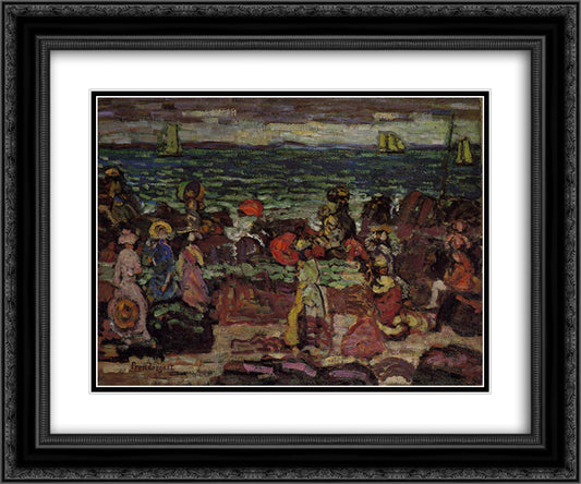 A Dark Day 24x20 Black Ornate Wood Framed Art Print Poster with Double Matting by Prendergast, Maurice