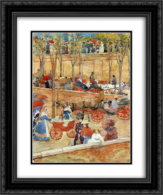 Afternoon, Pincian Hill 20x24 Black Ornate Wood Framed Art Print Poster with Double Matting by Prendergast, Maurice