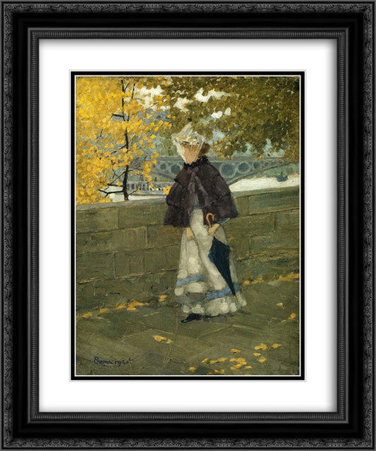 Along the Seine 20x24 Black Ornate Wood Framed Art Print Poster with Double Matting by Prendergast, Maurice