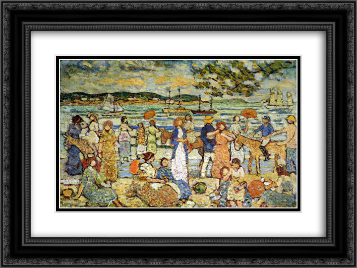 Along the Shore 24x18 Black Ornate Wood Framed Art Print Poster with Double Matting by Prendergast, Maurice