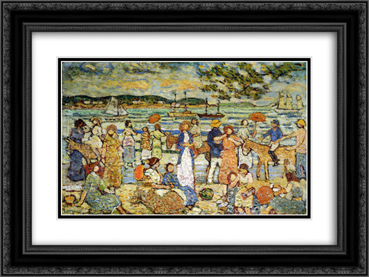 Along the Shore 24x18 Black Ornate Wood Framed Art Print Poster with Double Matting by Prendergast, Maurice