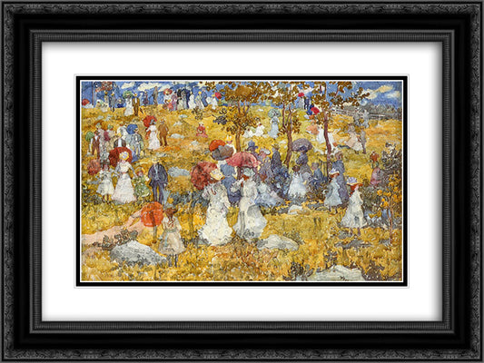 At the Park 24x18 Black Ornate Wood Framed Art Print Poster with Double Matting by Prendergast, Maurice