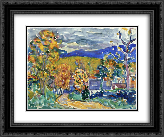 Autumn in New England 24x20 Black Ornate Wood Framed Art Print Poster with Double Matting by Prendergast, Maurice