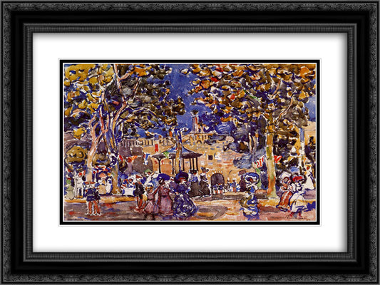 Band Concert 24x18 Black Ornate Wood Framed Art Print Poster with Double Matting by Prendergast, Maurice