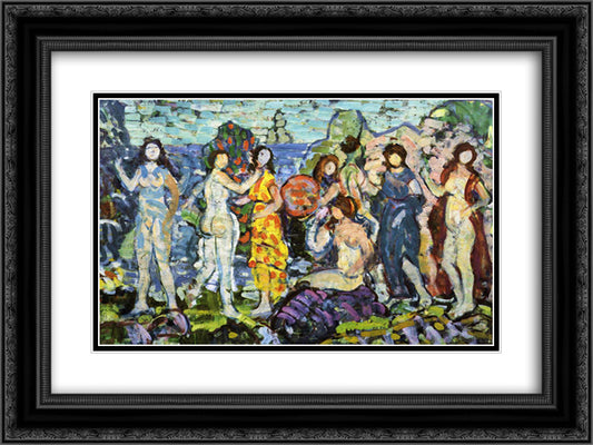 Bathers 24x18 Black Ornate Wood Framed Art Print Poster with Double Matting by Prendergast, Maurice