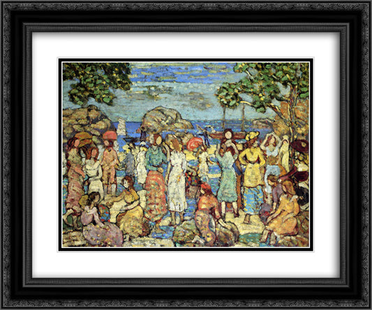 Beach at Gloucester 24x20 Black Ornate Wood Framed Art Print Poster with Double Matting by Prendergast, Maurice