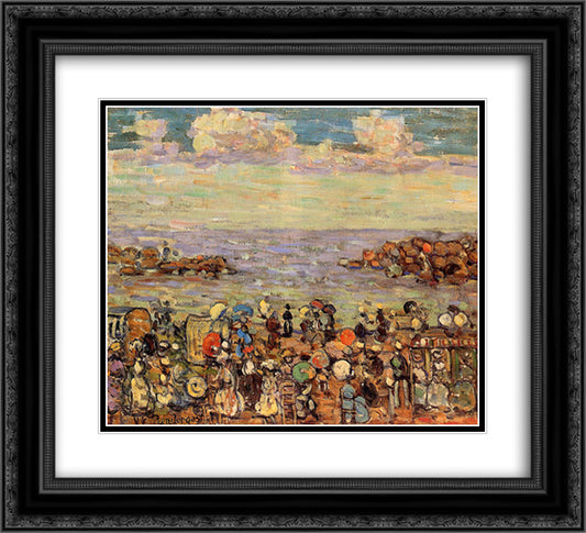 Beach at St. Malo 22x20 Black Ornate Wood Framed Art Print Poster with Double Matting by Prendergast, Maurice