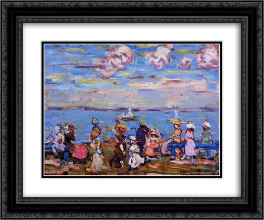 Beach Scene No. 4 24x20 Black Ornate Wood Framed Art Print Poster with Double Matting by Prendergast, Maurice