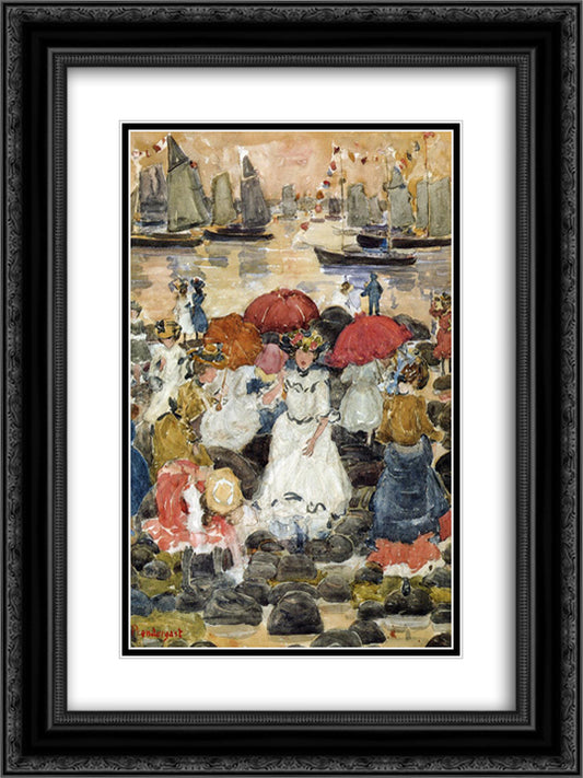Beechmont 18x24 Black Ornate Wood Framed Art Print Poster with Double Matting by Prendergast, Maurice
