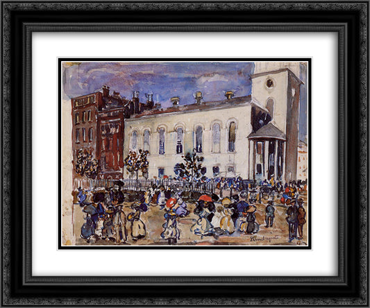 Boston (also known as Park St., Boston) 24x20 Black Ornate Wood Framed Art Print Poster with Double Matting by Prendergast, Maurice