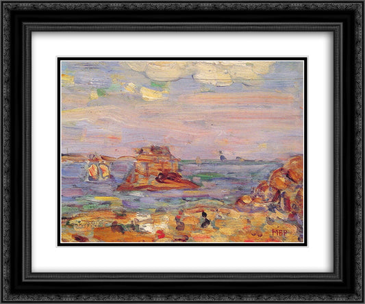 Brittany Coast 24x20 Black Ornate Wood Framed Art Print Poster with Double Matting by Prendergast, Maurice
