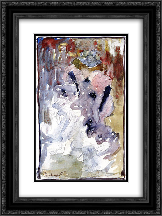 Can Can Dancer 18x24 Black Ornate Wood Framed Art Print Poster with Double Matting by Prendergast, Maurice
