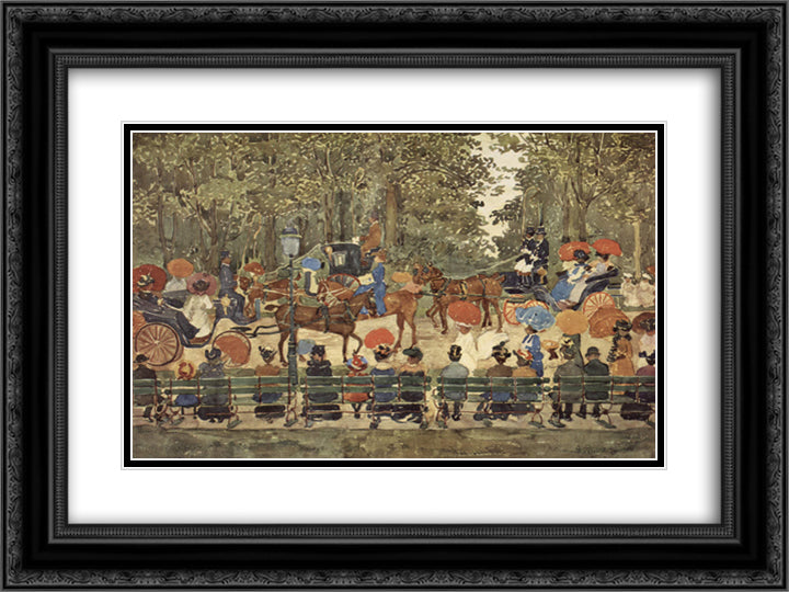Central Park, New York 24x18 Black Ornate Wood Framed Art Print Poster with Double Matting by Prendergast, Maurice